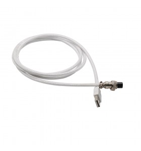 GX12-5P 5PIN female Aviation plug to USB  white braid Cable PVC wire add PP sheath and PET sleeving